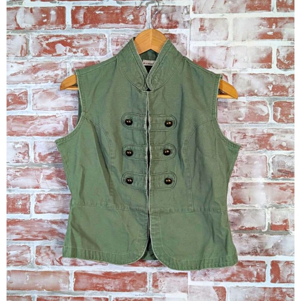 Olive Green Junior Napoleon Military Vest Victorian Steampunk Utility 11/13